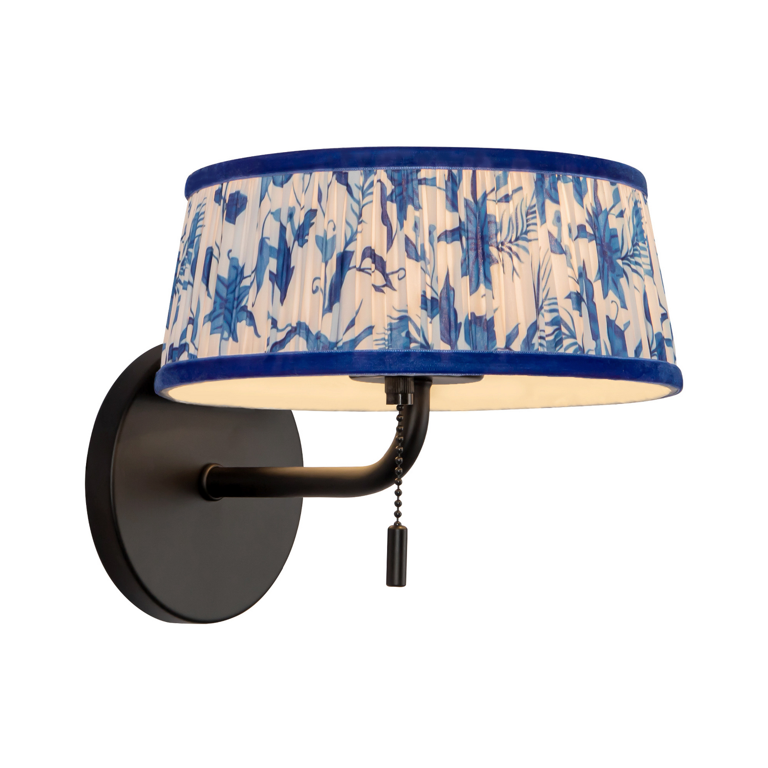 Matte Black Blue Linen Bathroom Vanity Light from the Scout Collection