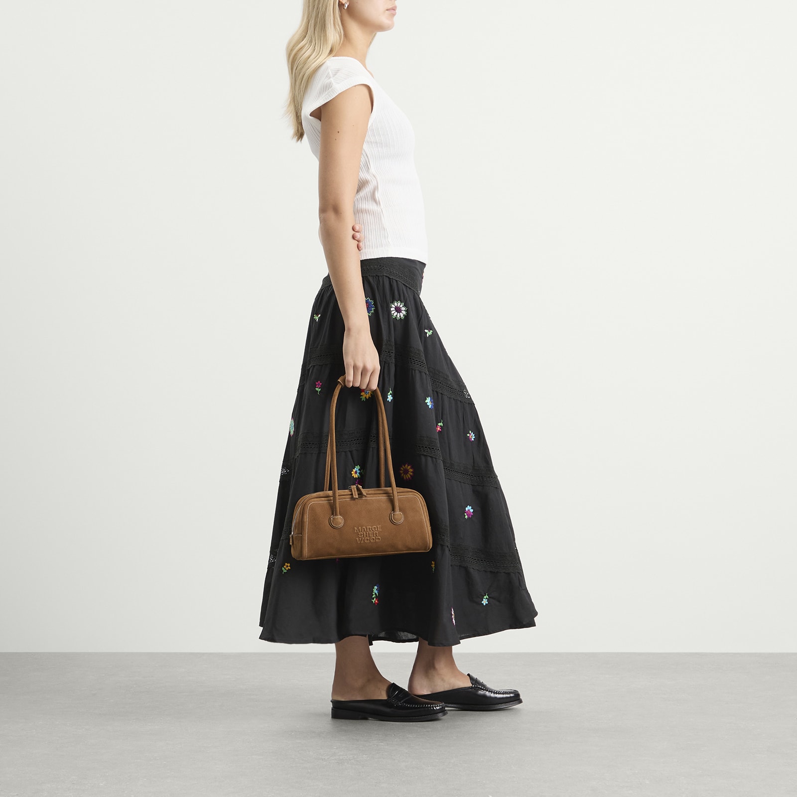 Women's Sigrid Skirt Sun Embroidery Black
