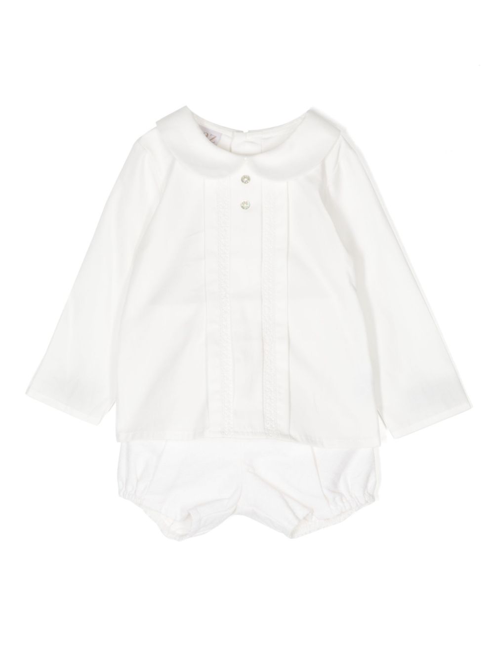 Bib-collar cotton babygrow set - White