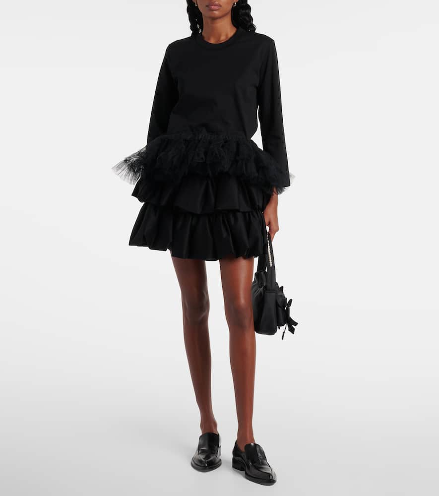 Tiered cotton miniskirt