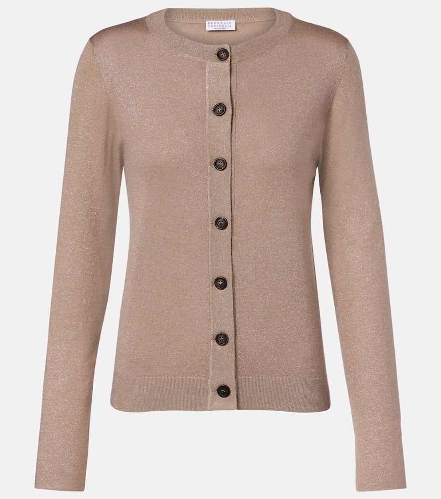 Cashmere-blend lamé cardigan