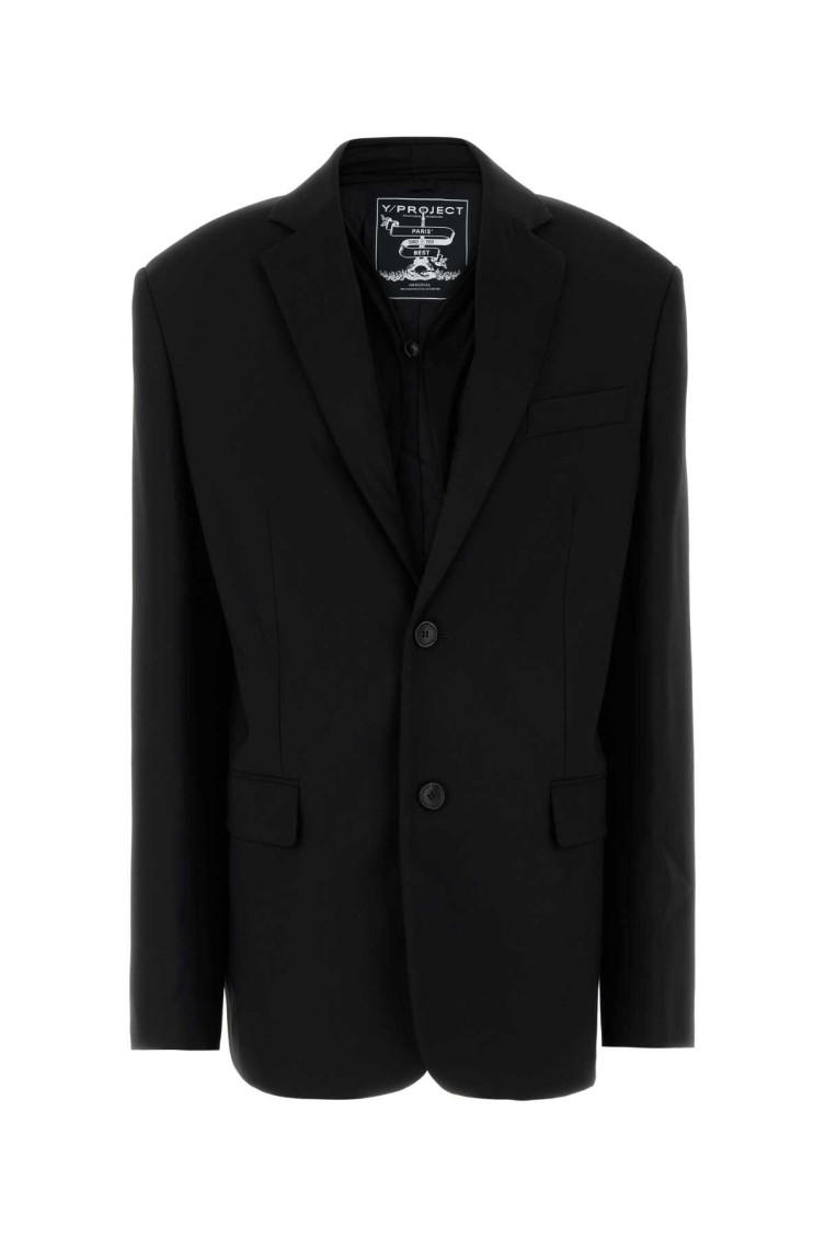 Black stretch jersey oversize blazer