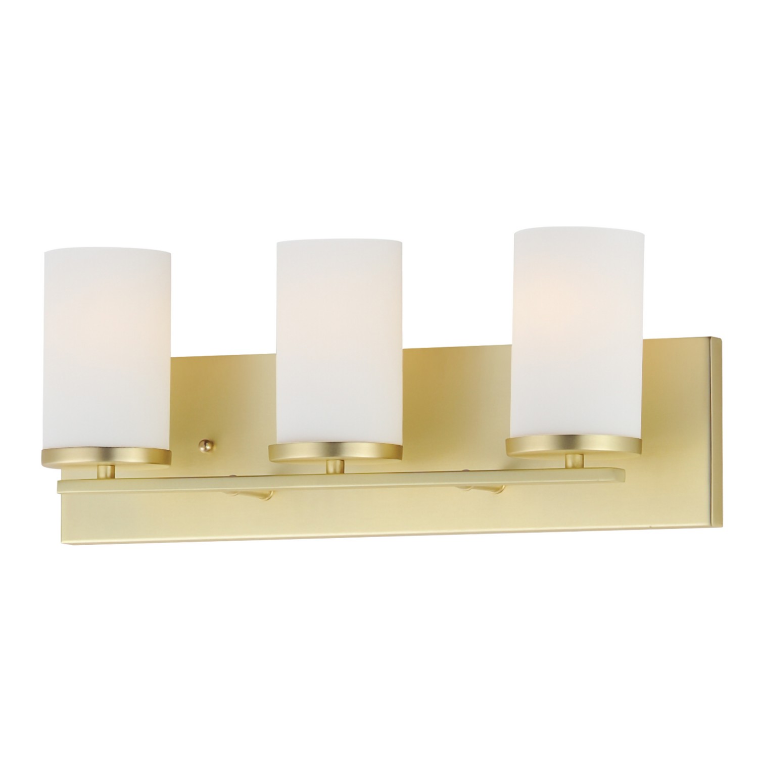 Satin Brass Three Light Bath Vanity from the Lateral Collection