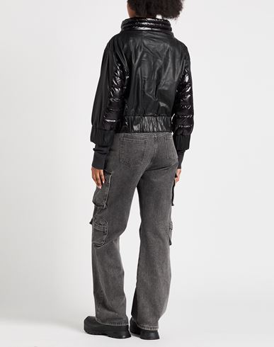 Woman Jacket Black Size 6 Polyamide, Ovine leather