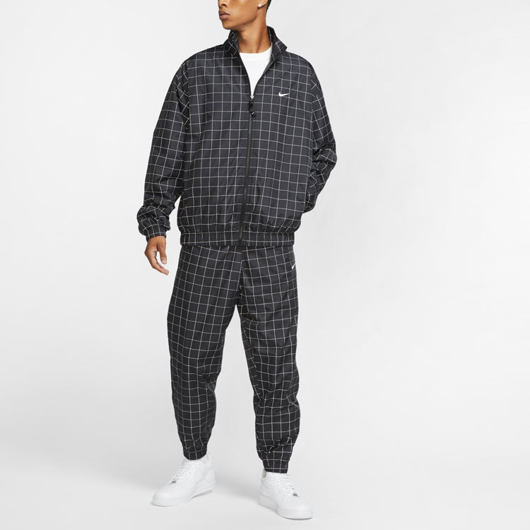Lab Casual Sports Woven Plaid Reflective Jacket Black