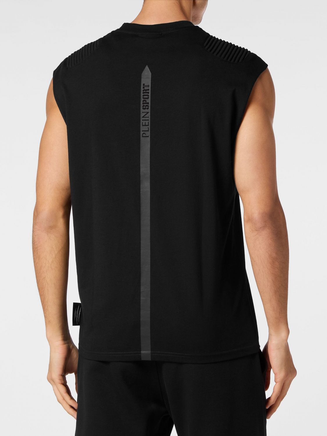 Logo patch sleeveless T-shirt - White