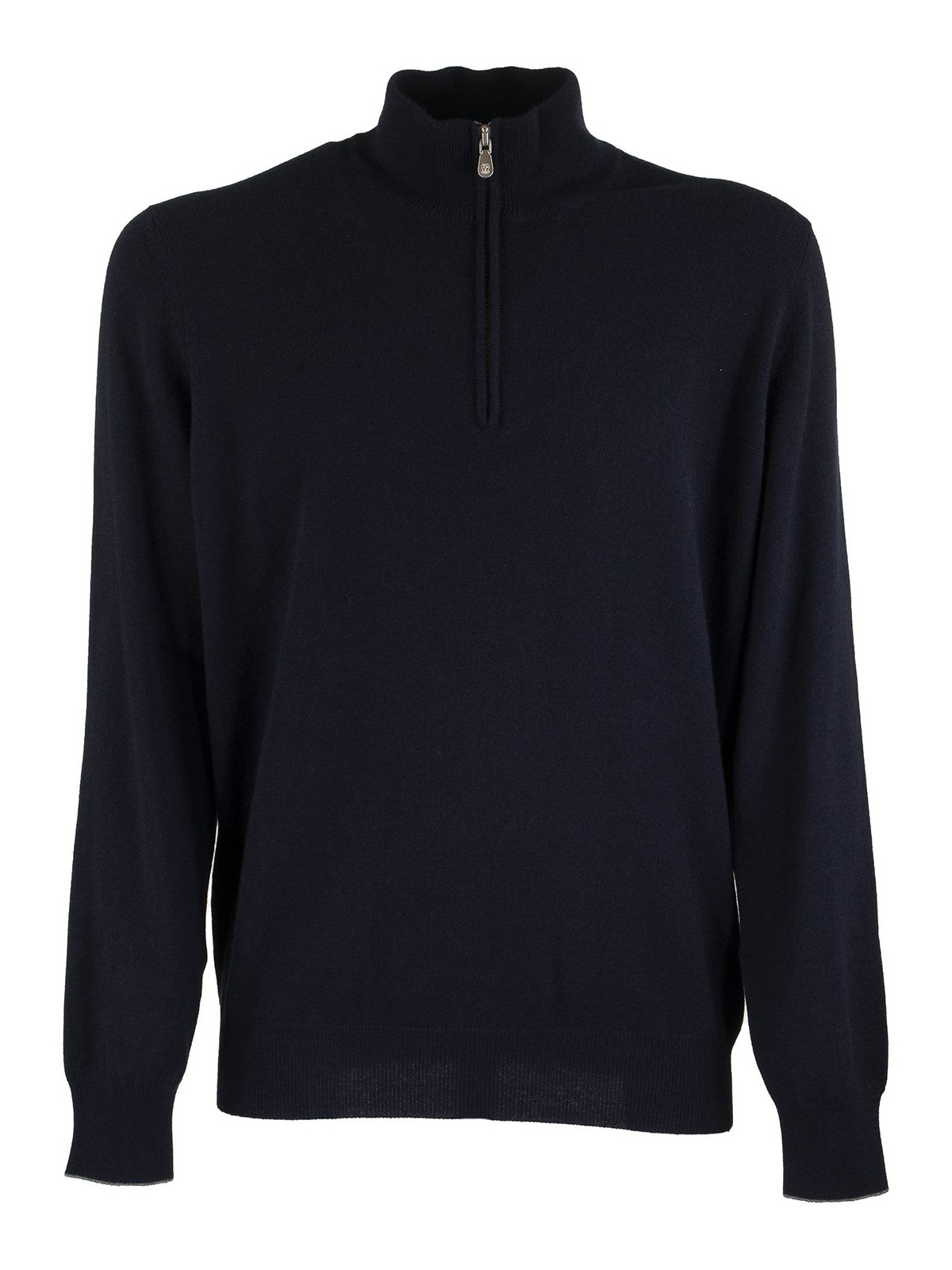 Zipped high collar cashmere sweater