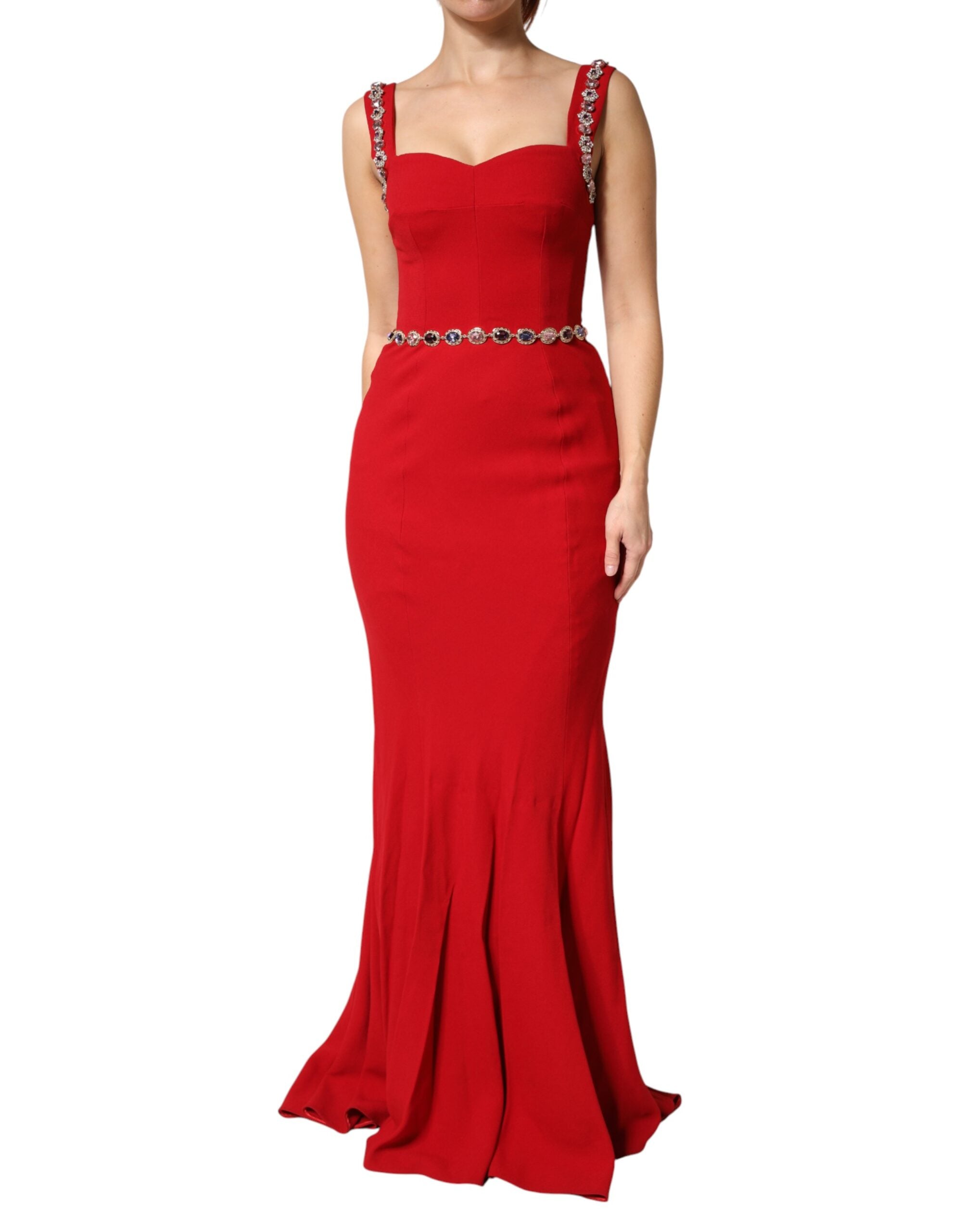 Embellished Sheath-Mermaid Gown — Red