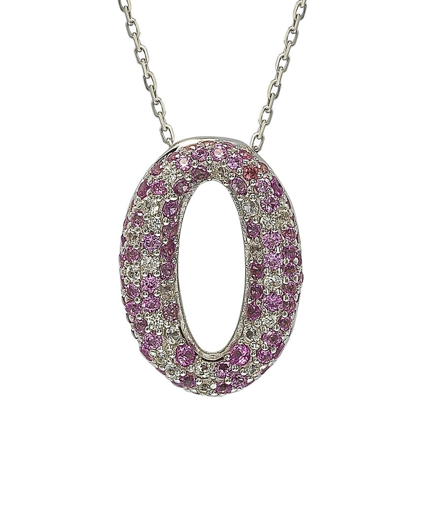 Silver 0.02 Ct. Tw. Diamond & Sapphire Pendant Necklace