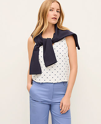 Ann Taylor Mixed Media V-Neck Shell Top