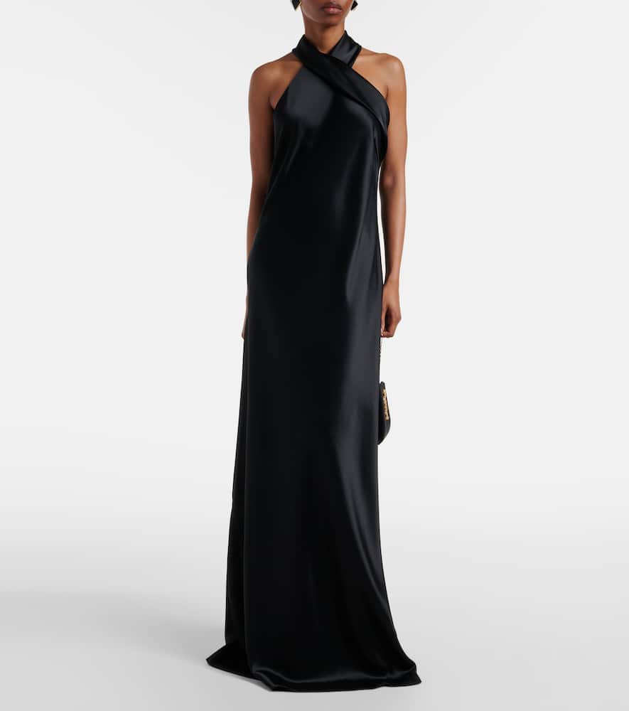 Galvan Satin halter neck gown