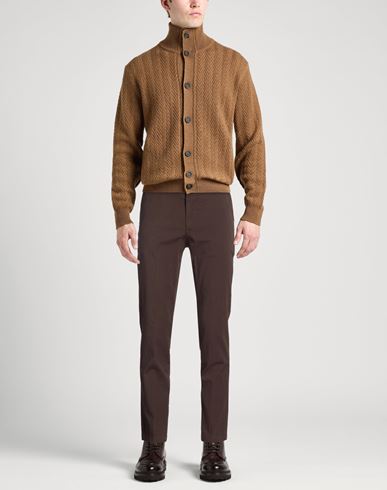 Man Pants Dark brown Size 32 Cotton, Elastane