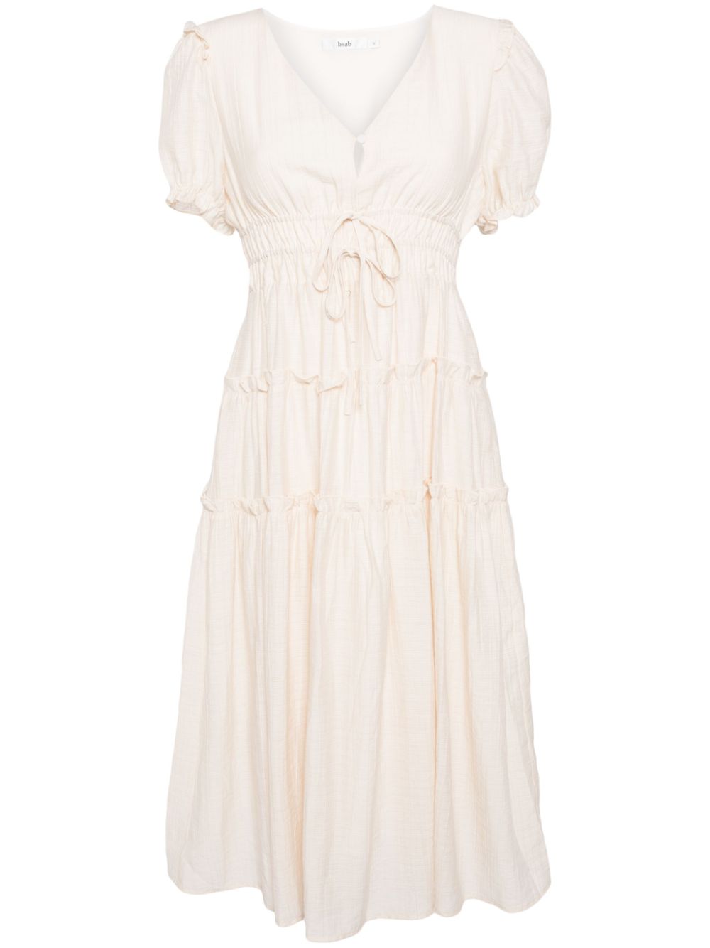 Pleated tiered midi dress - White
