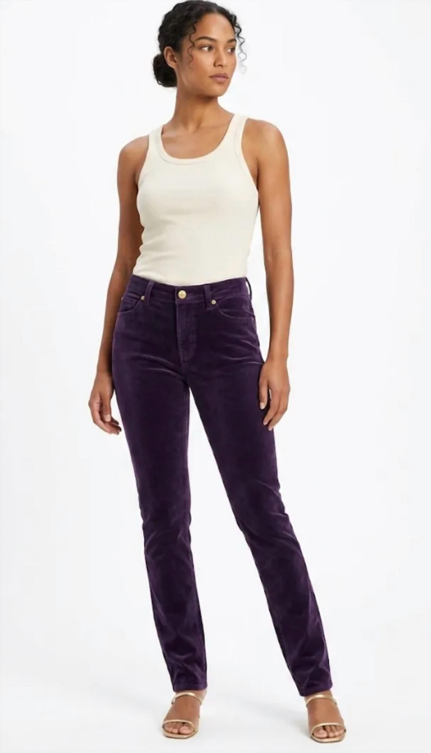 Velvet Skinny Jeans In Purple Jelly Bean