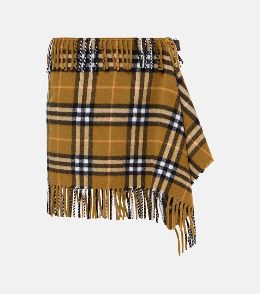 Check wool and cashmere miniskirt