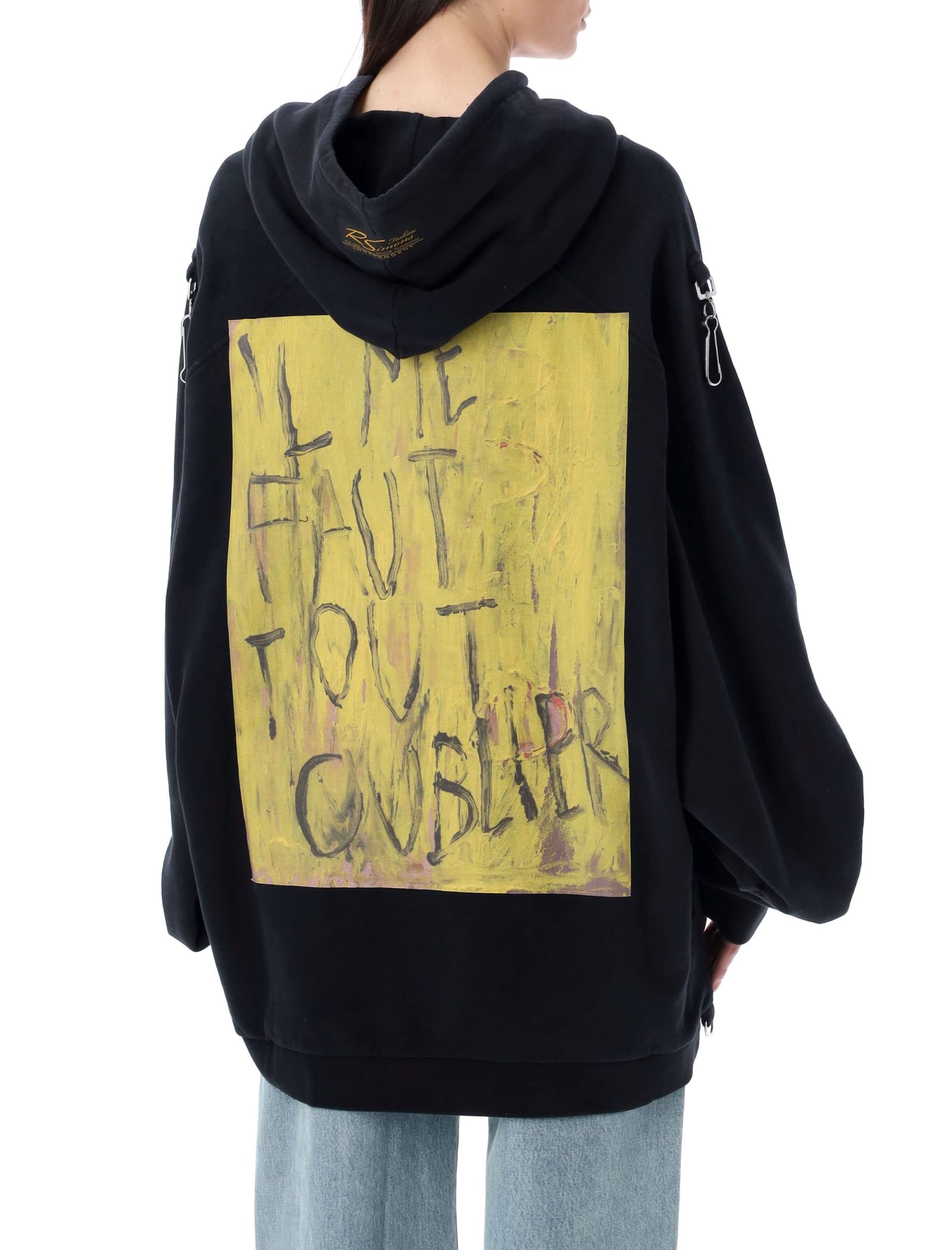 Washed Big Fit Hoodie With Clasp And Patch