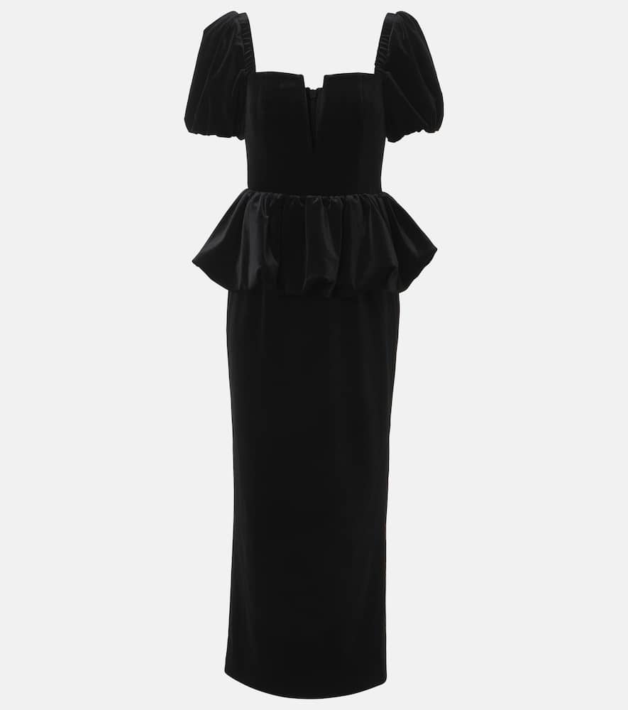 Self-Portrait Peplum velvet midi dress