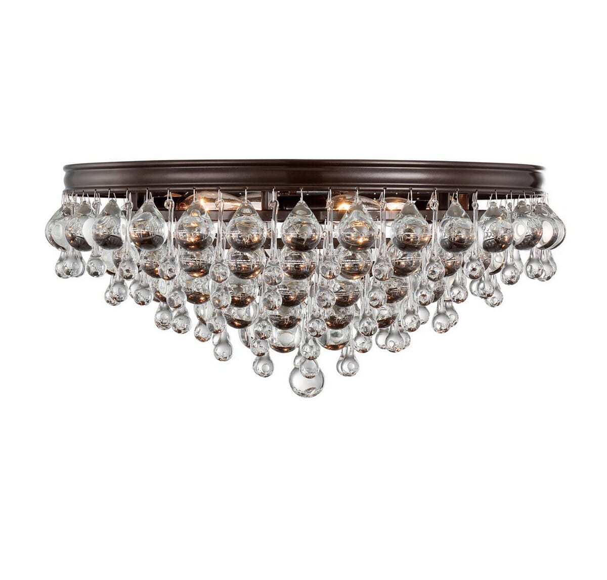 Calypso 6-Light 20" Ceiling Light in Vibrant Bronze with Clear Glass Drops Crysta