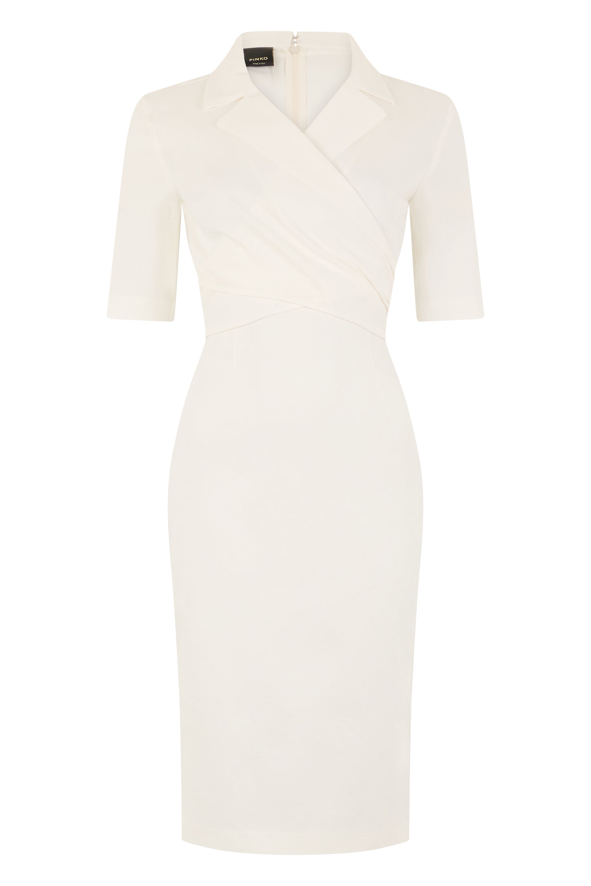 Pink Fitted Midi Dress with Bow Detail