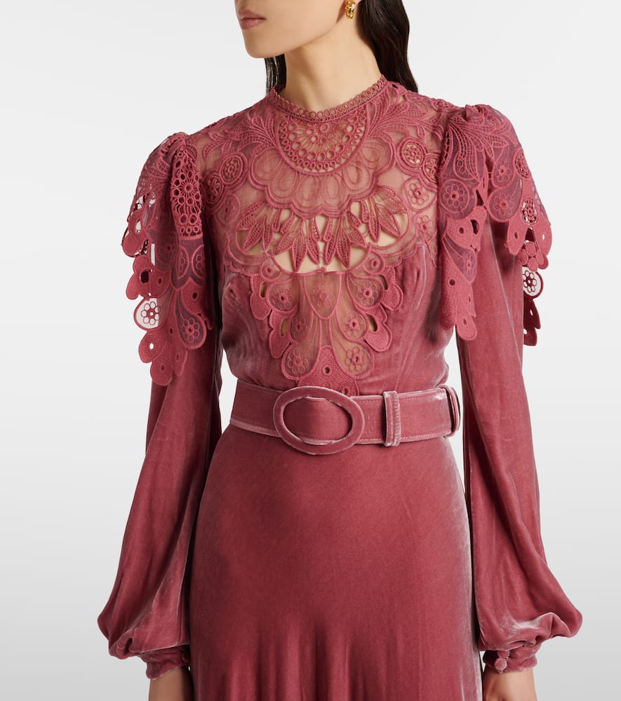Ashley lace-trimmed velvet gown