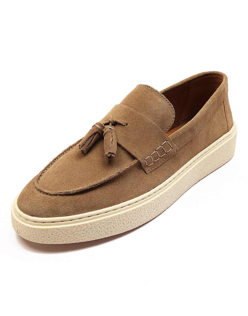 Off The Hook 'rory' loafer tassel casual slip-on suede leather shoes in camel-Neutral