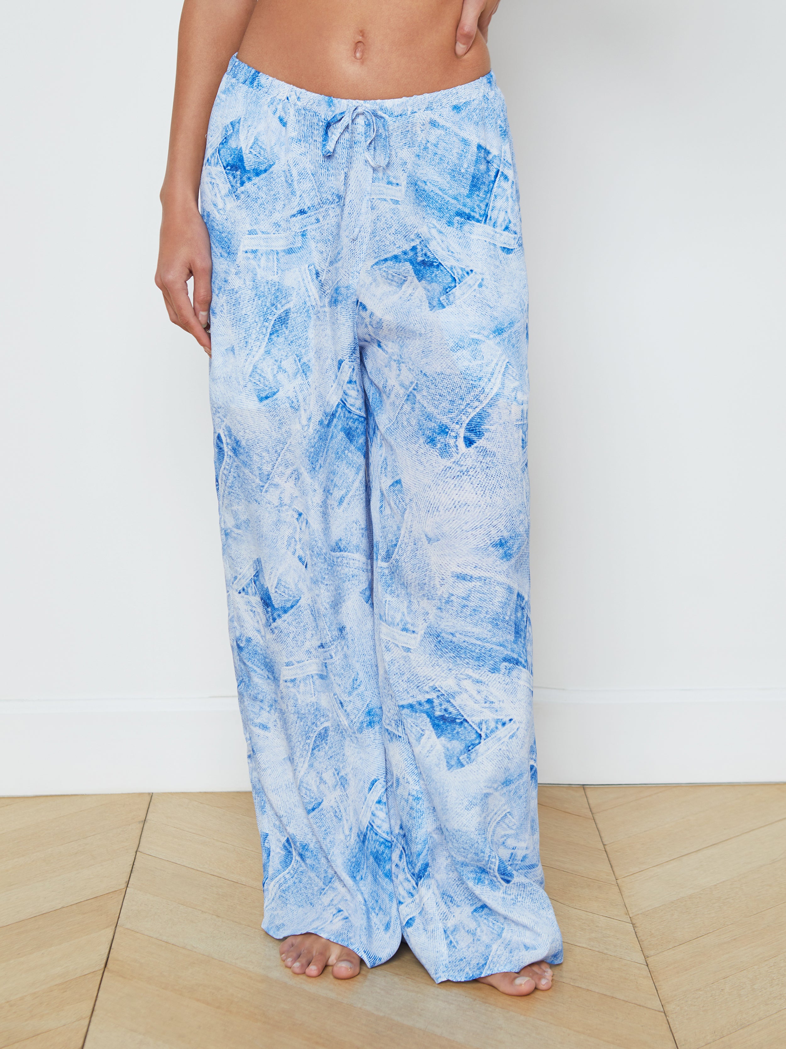 Geraldine Silk-Blend Cover-Up Pants In Blue