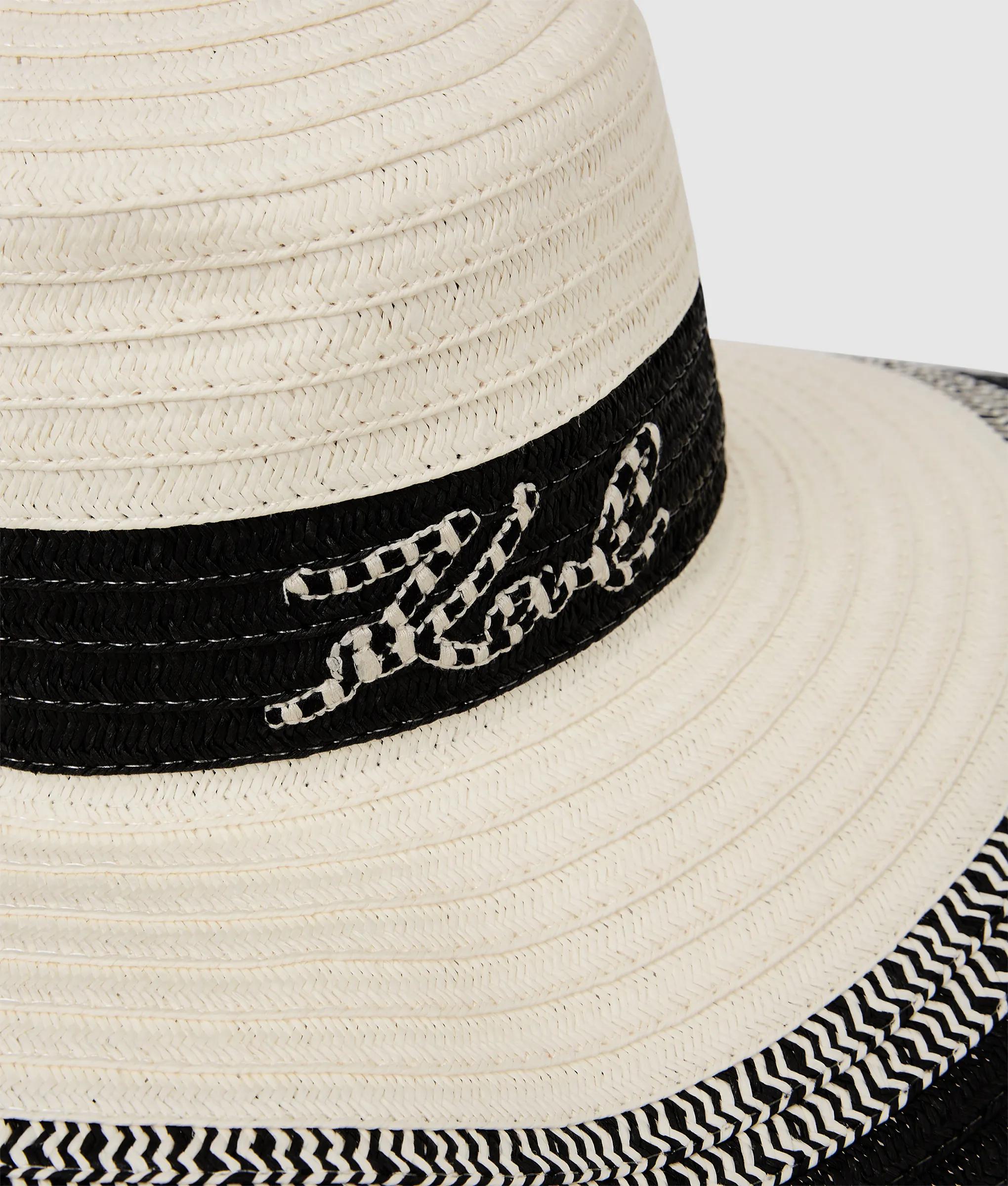 Karl Lagerfeld - K/signature Sonnenhut Mit Streifenlogo, Damen, Weiss/schwarz, Größe