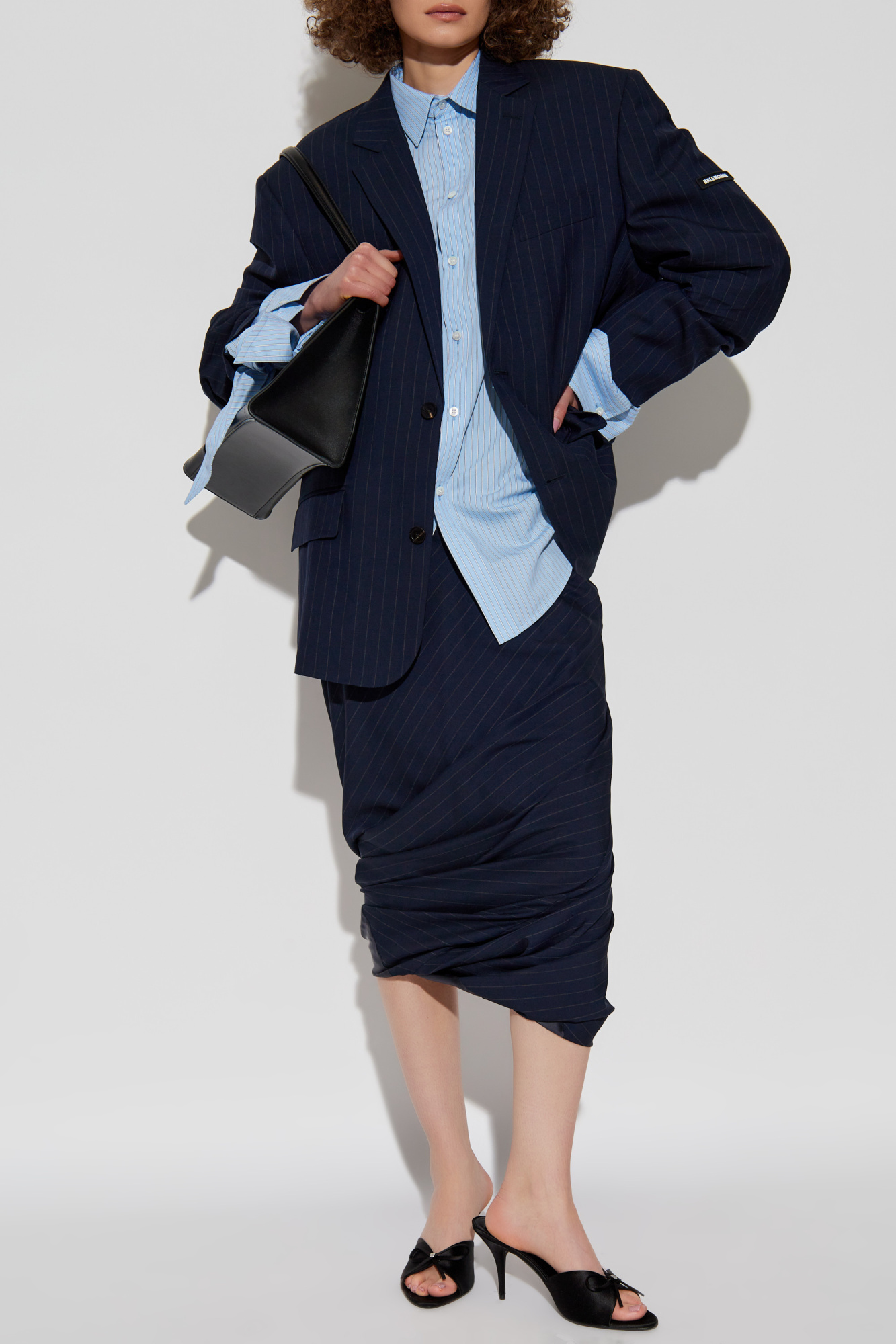 Balenciaga Shirt With Stripe Pattern, Women's, Blue
