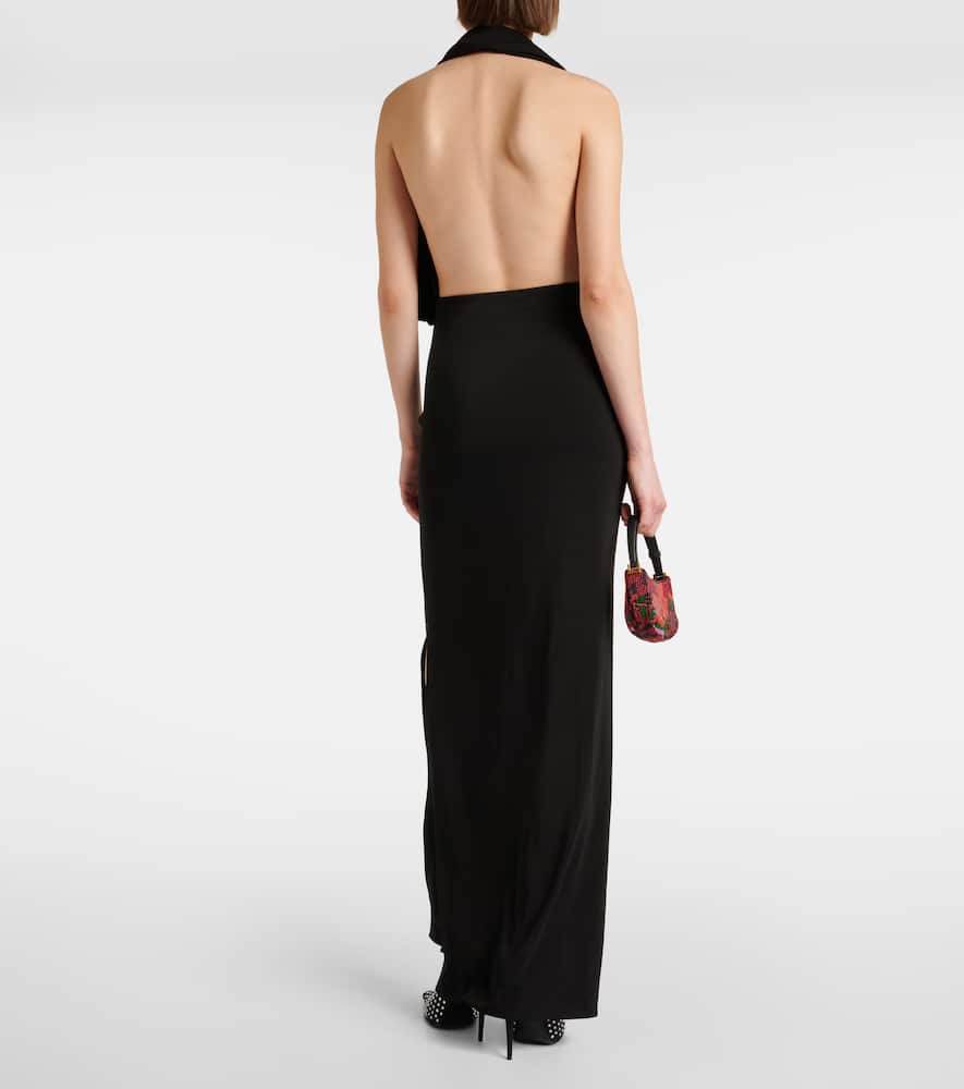 Draped halterneck jersey gown