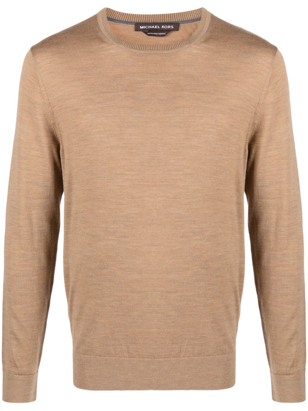 Crew-neck merino wool jumper - Brown