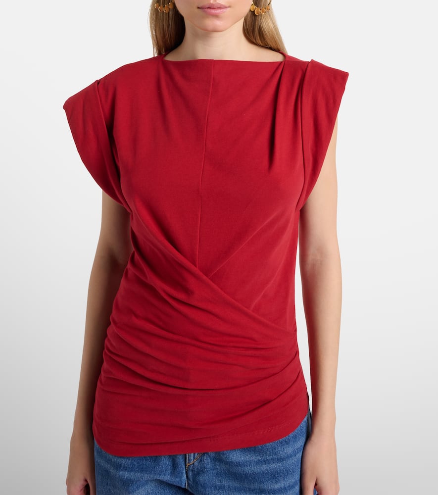 Draped cotton jersey top