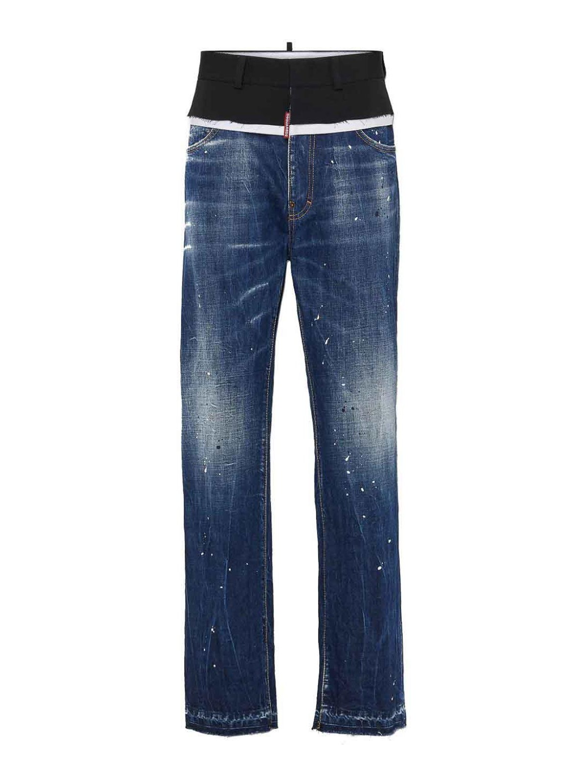 Medium White & Blue Spots Loose Jeans