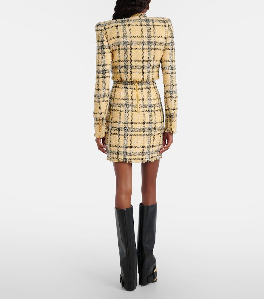 Checked sequined tweed minidress