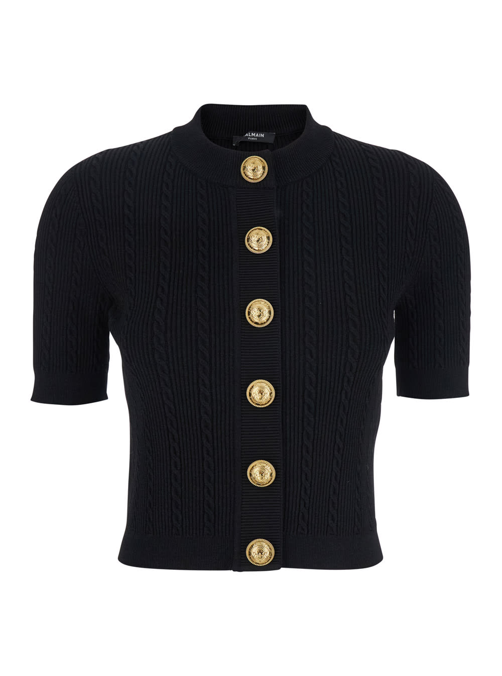 Ss Buttoned Torsade Knit Cardigan