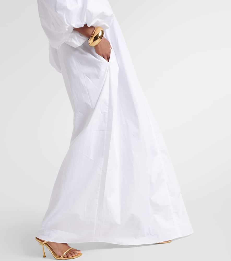 Puff-sleeve cotton maxi dress