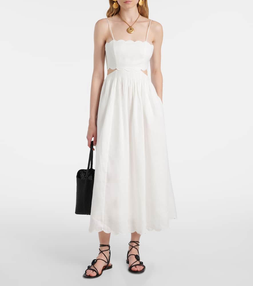 Rhiannon scalloped linen midi dress