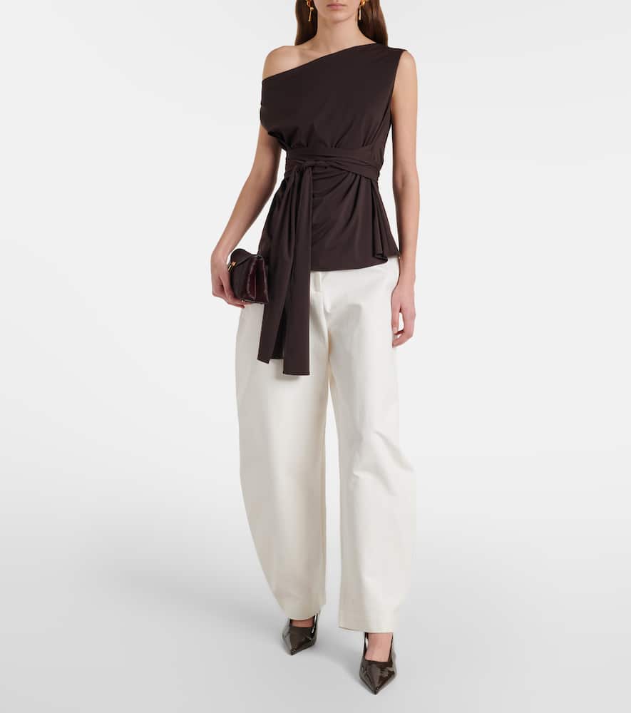 Róhe High-rise cotton barrel-leg pants