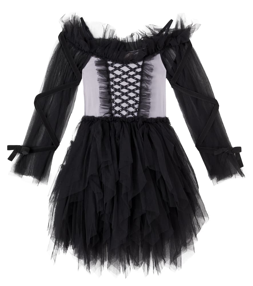 Witching Hour velvet-trimmed tulle dress