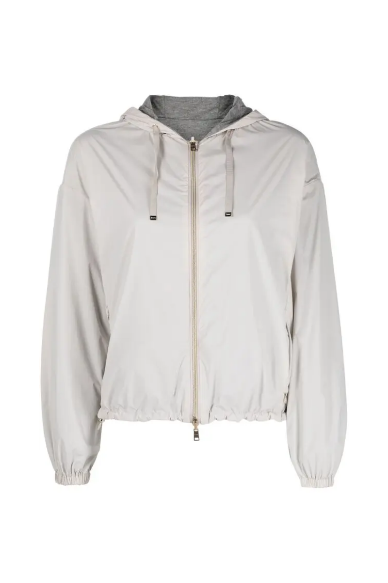 Reversible Hooded Lightweight Jacket — Beige