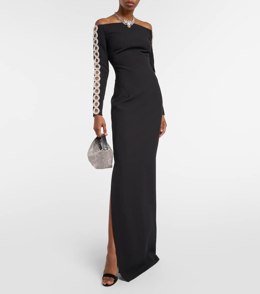 Maimie crystal-embellished crêpe gown