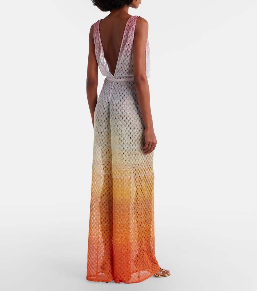 Open-knit lamé jumpsuit