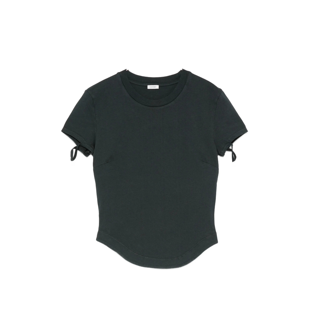 Bow-detail Curved-hem T-shirt