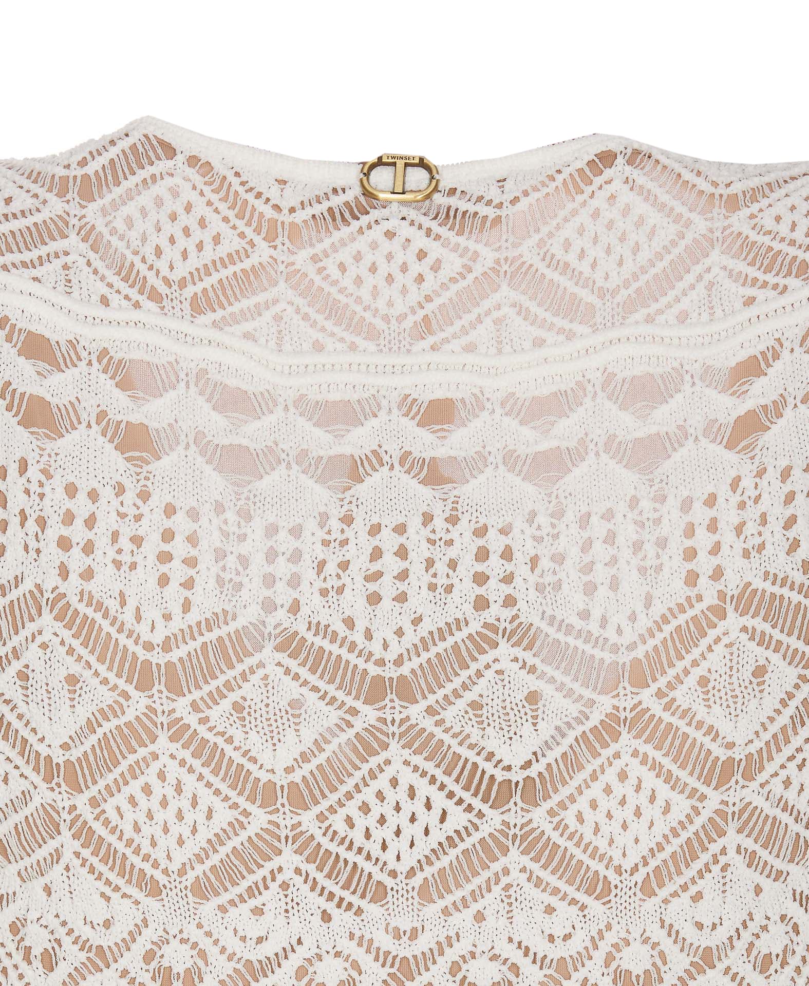 Lace Effect Mini Knit Dress