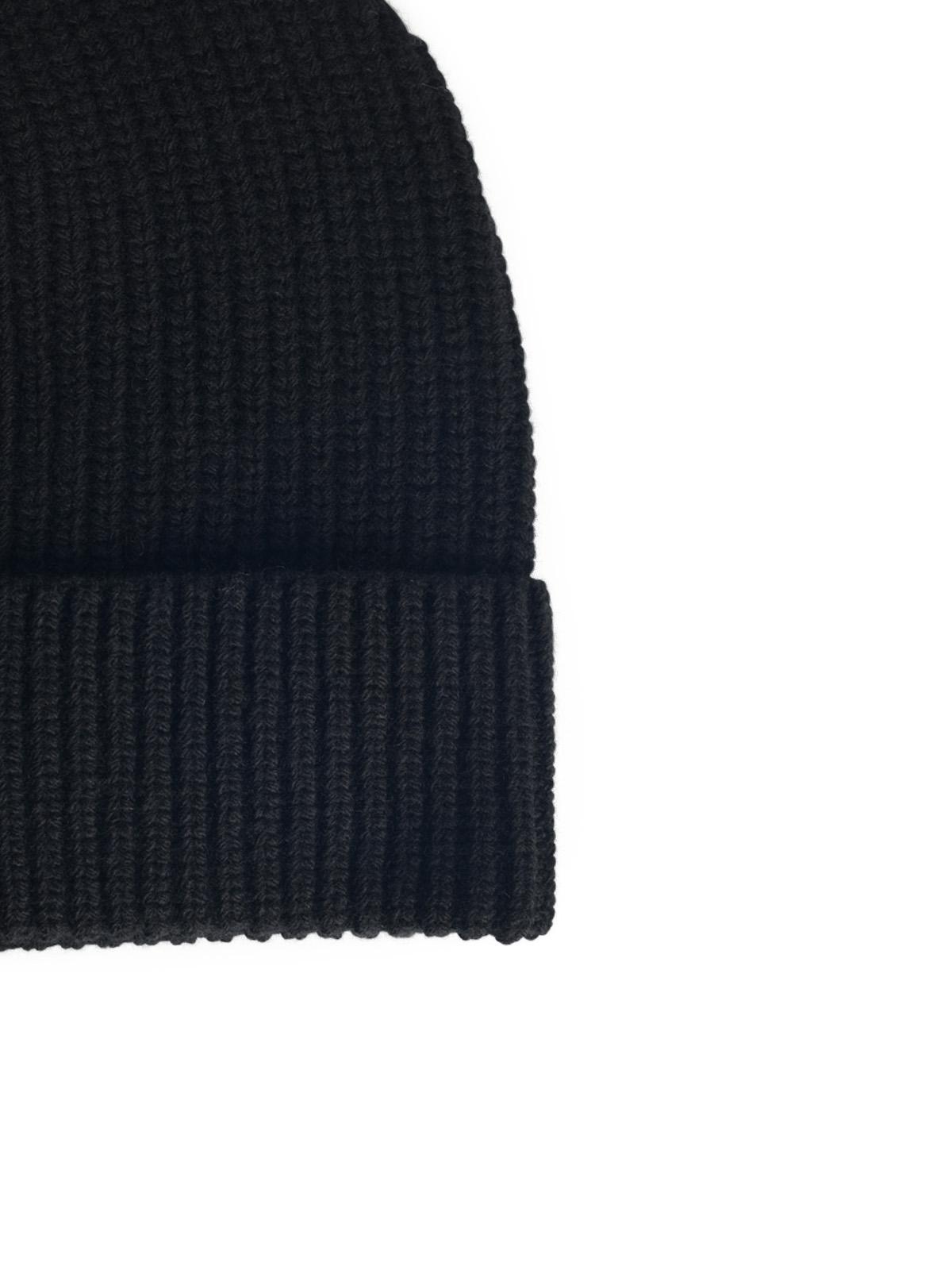 Sieben Gauge schwarze Woll Mütze