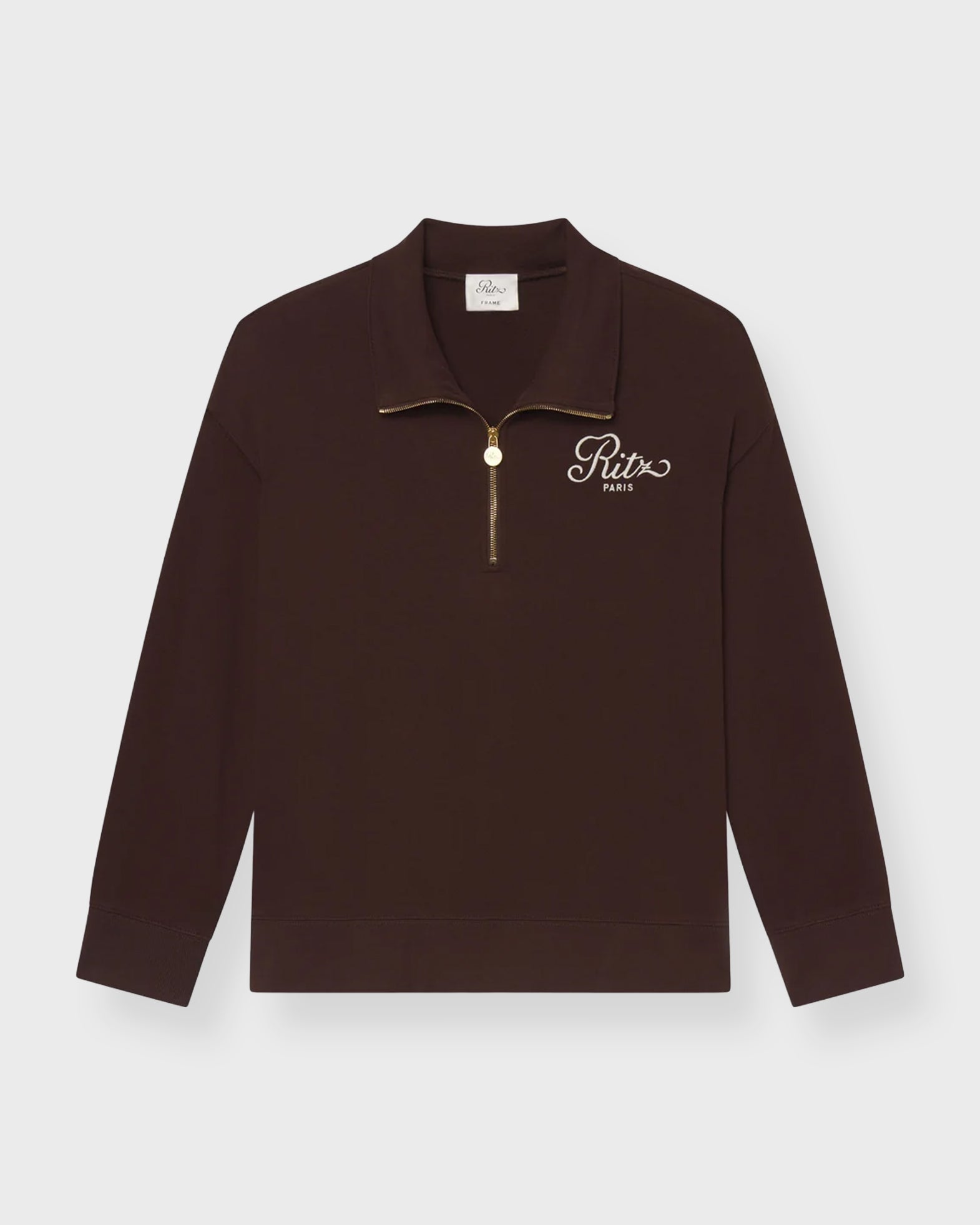 Ritz Paris x Frame Sweater Ritz Half Zip Polo Chocolate
