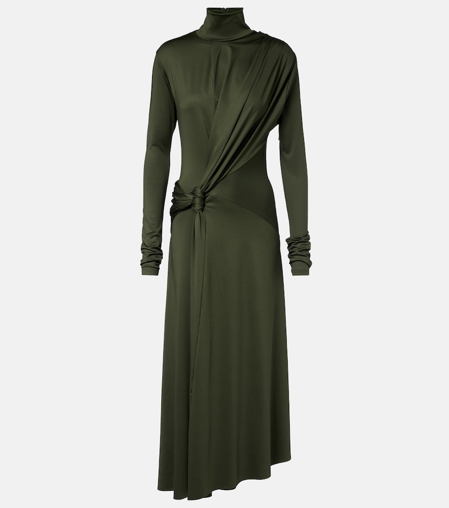 Gathered turtleneck midi dress