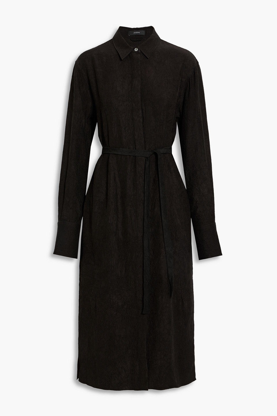 Dold crinkled-satin midi shirt dress