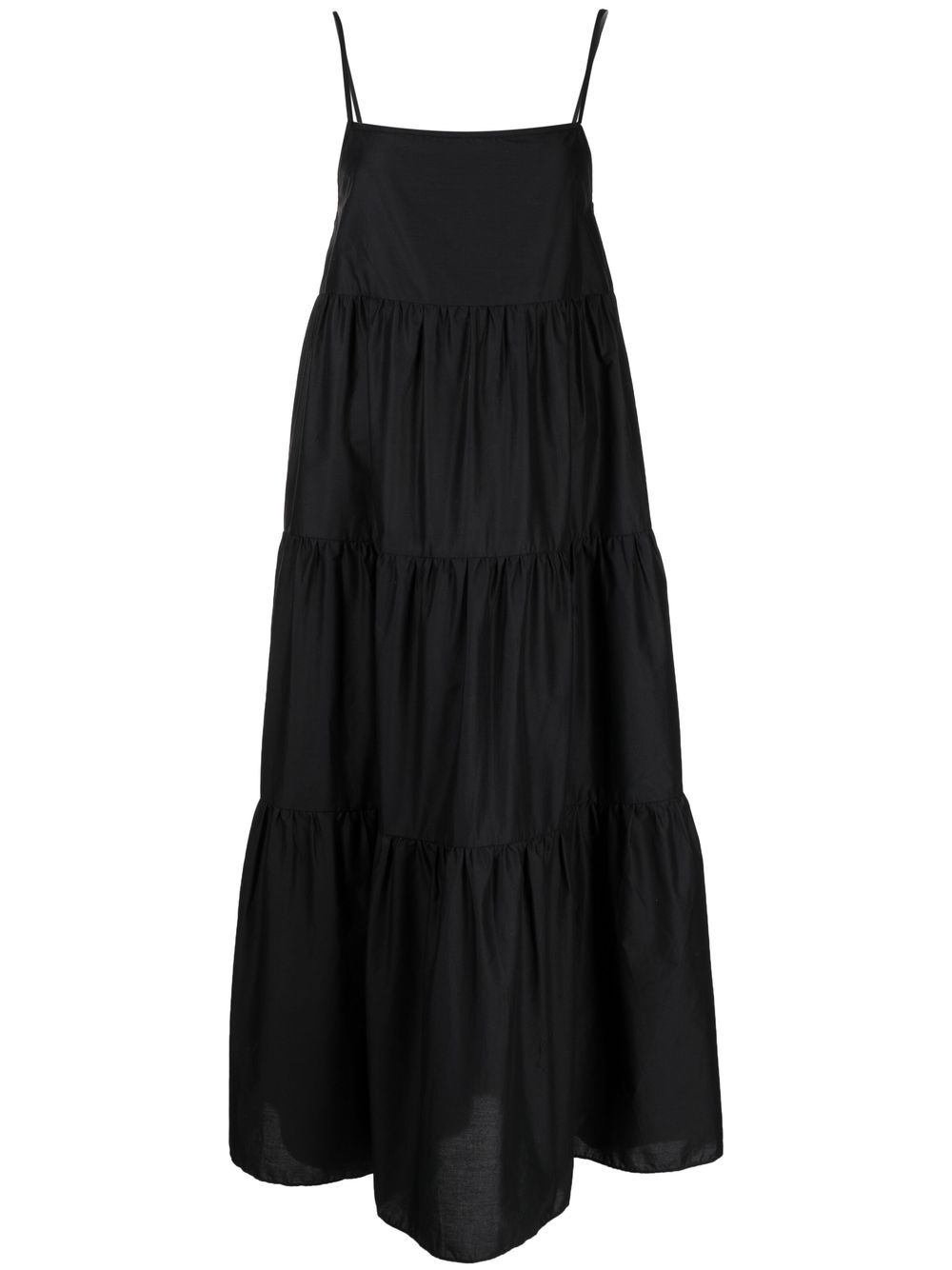 Tiered-design midi dress - Black