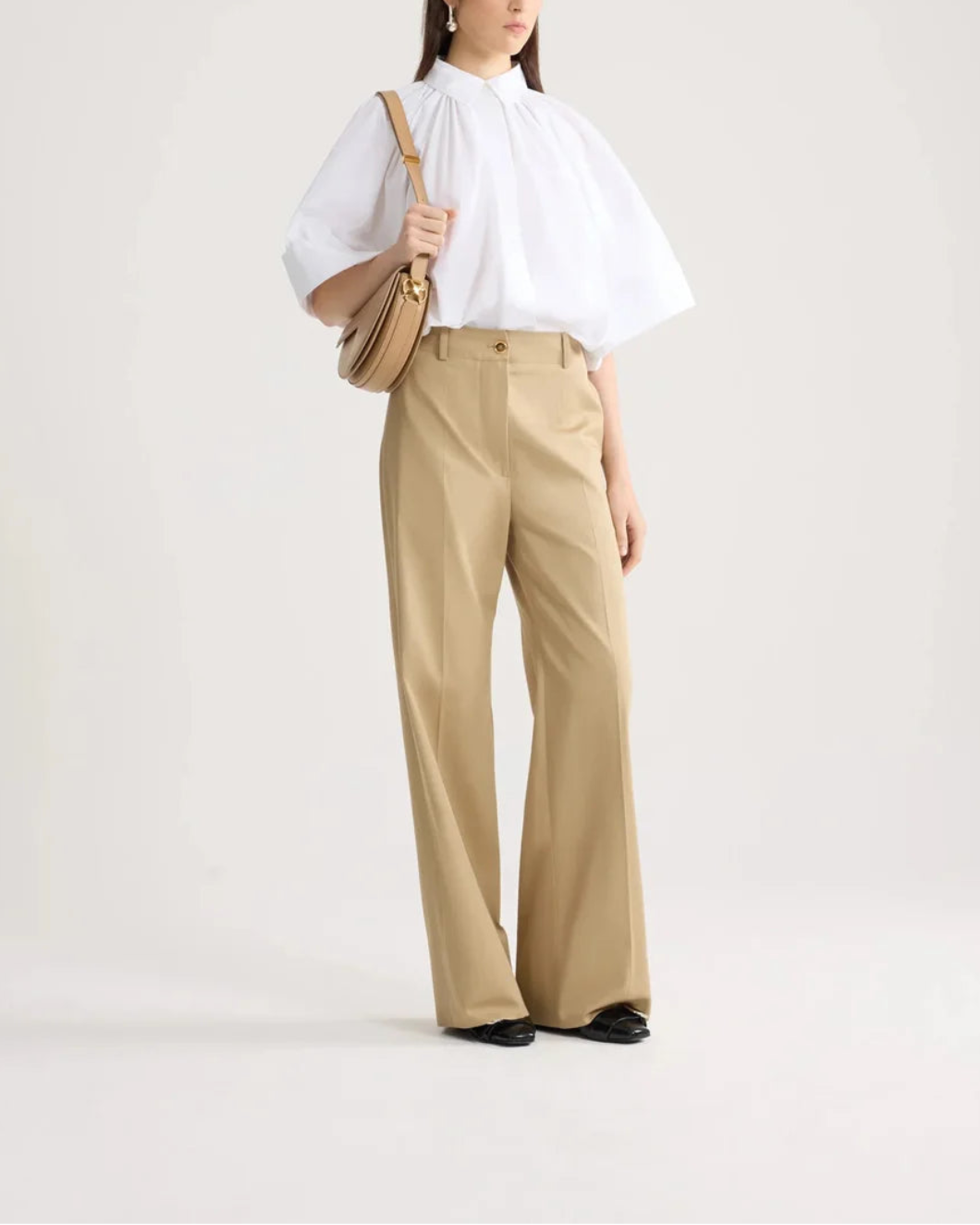 Organic Cotton Voluminous Short-Sleeved Blouse