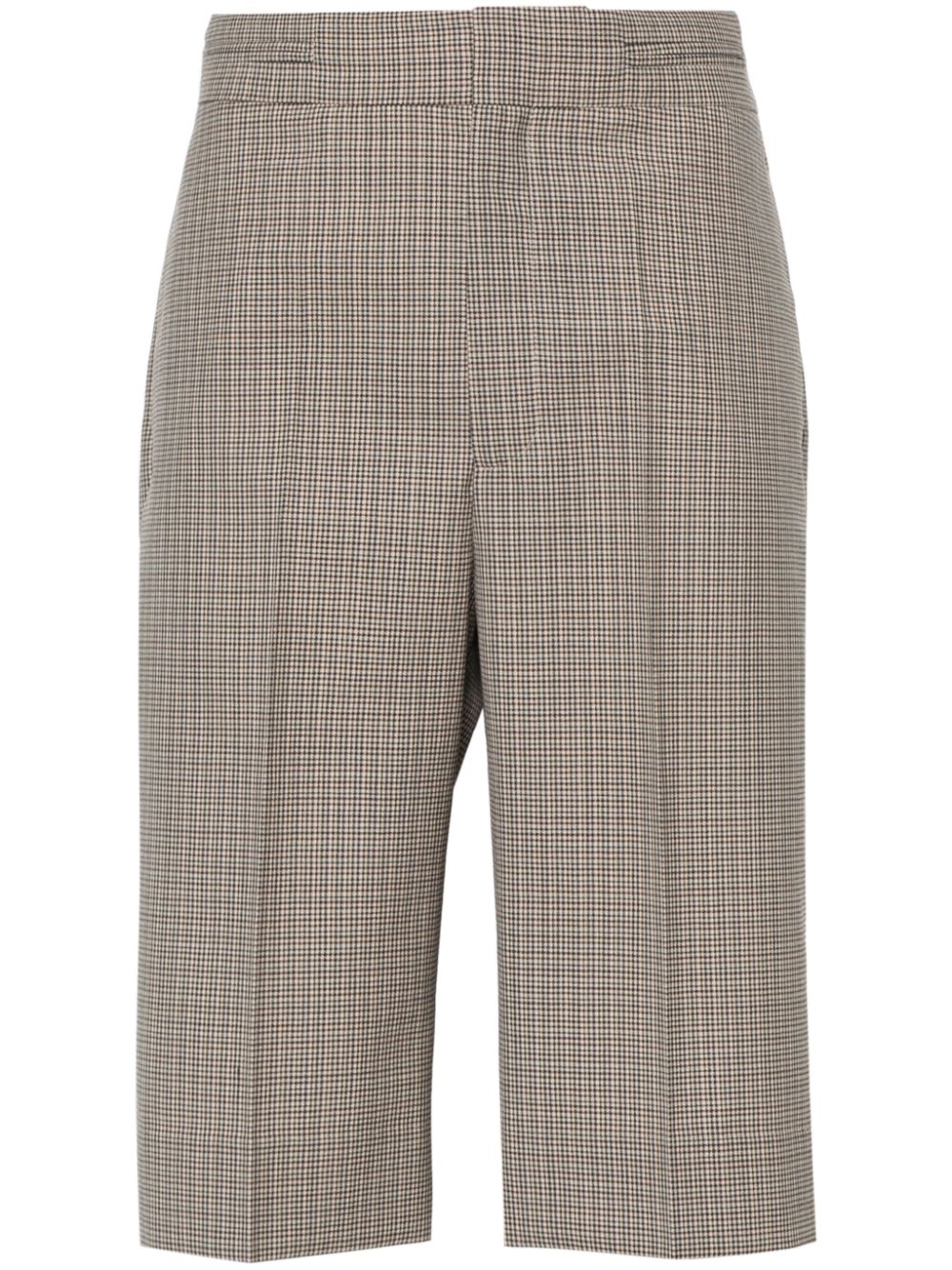 Houndstooth-pattern tailored shorts - Brown